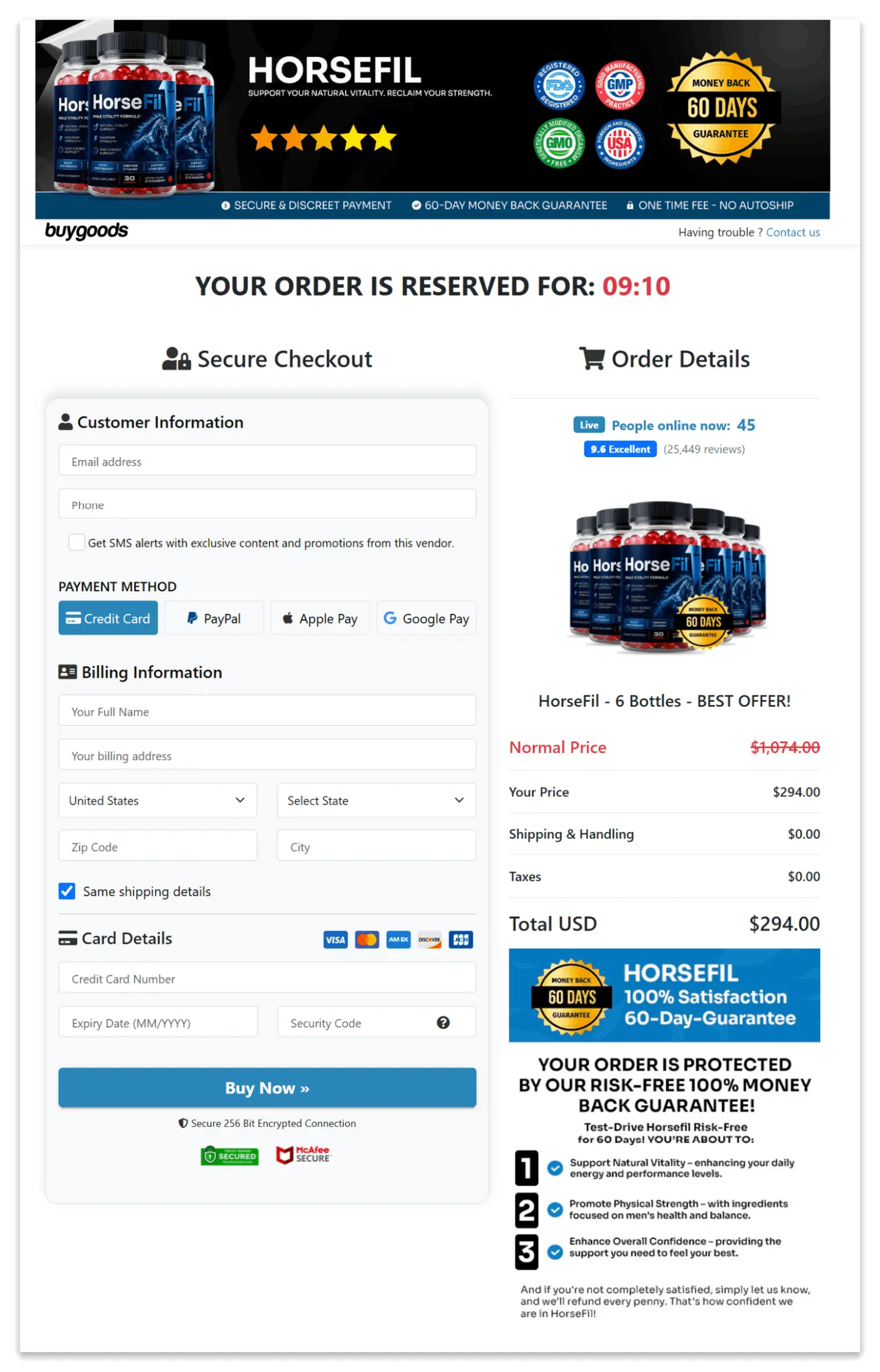 HorseFil Secure Checkout Page